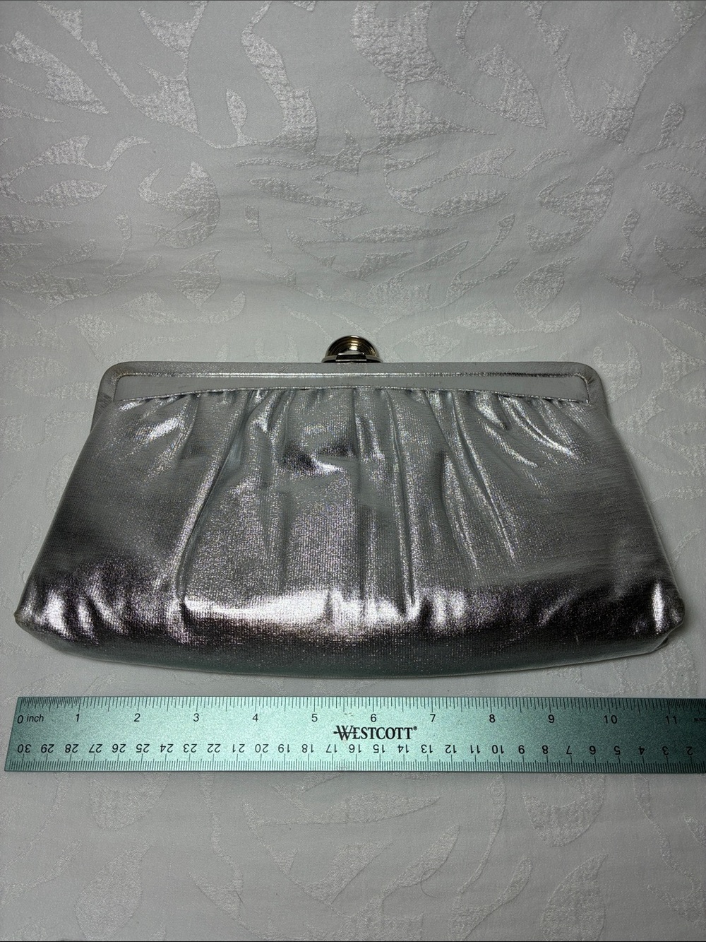Vintage Silver Metallic Evening Clutch Purse